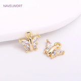 Mini Butterfly Charms 8.5mm*5mm, Zircon Inlaid 14K Plating Pendants