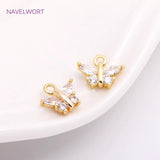 Mini Butterfly Charms 8.5mm*5mm, Zircon Inlaid 14K Plating Pendants