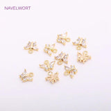 Mini Butterfly Charms 8.5mm*5mm, Zircon Inlaid 14K Plating Pendants