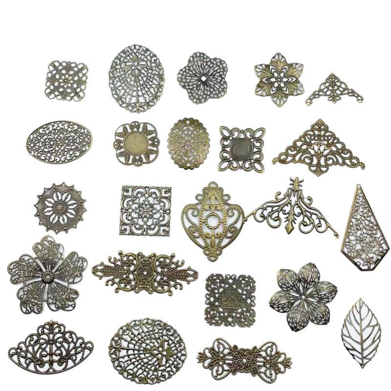 20pcs Bronze Filigree Embellishments Findings Jewelry Accessories Cosplay