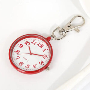 Nurse Pocket Watch Quartz Movement Lovely Pattern Large Dial Keychain