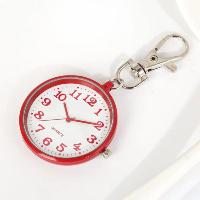 Nurse Pocket Watch Quartz Movement Lovely Pattern Large Dial Keychain