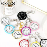 Nurse Pocket Watch Quartz Movement Lovely Pattern Large Dial Keychain