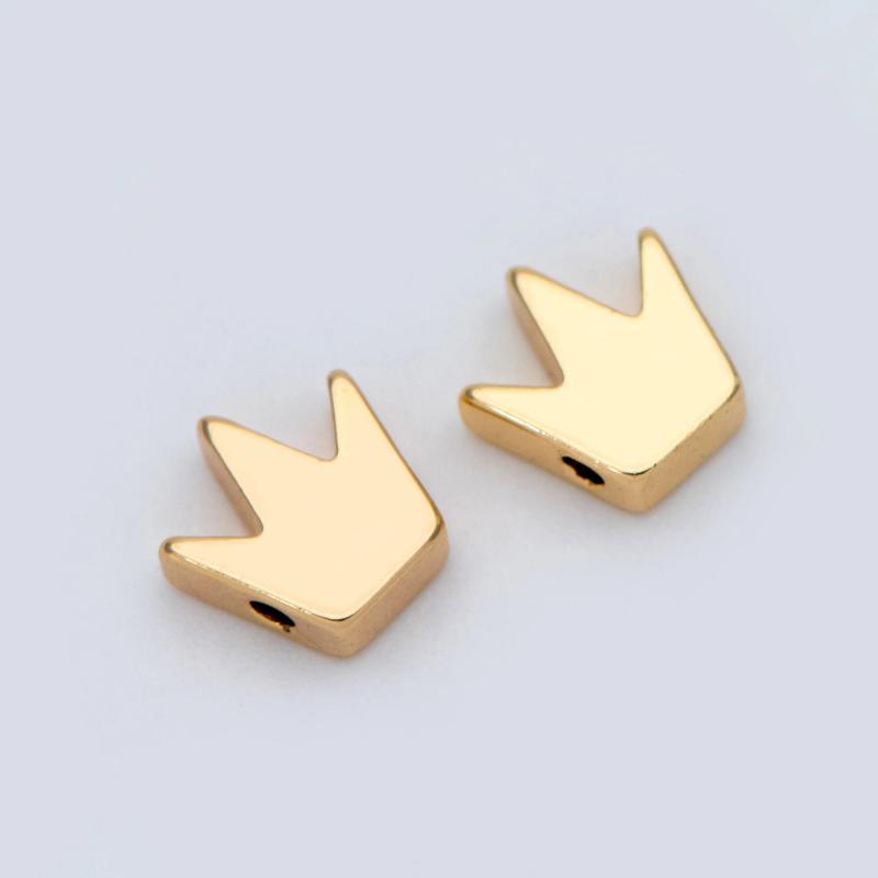 20pcs 8mm Crown Beads, 18K Brass Charms, DIY Jewelry Findings (GB-236-1)
