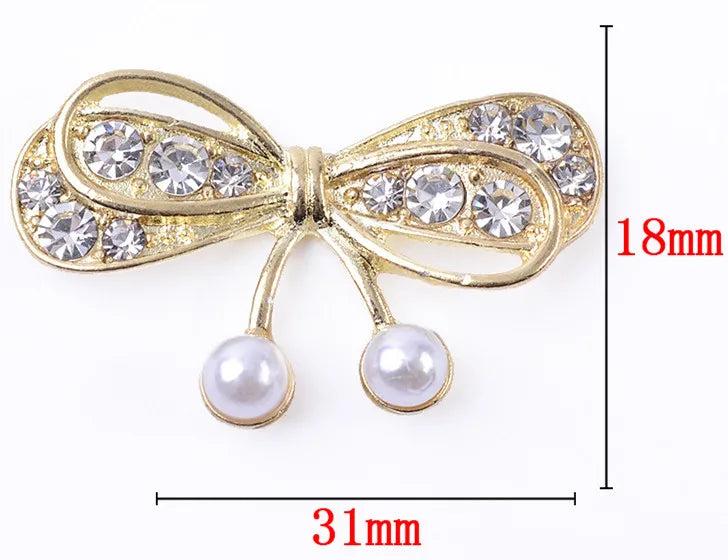 10PCS Retro Crystal Pearl Bowknot Flower Jewelry DIY Access.