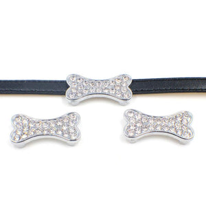 10PC 10MM Skull Dog Bone Crown Slide Charms For DIY Leather Bracelet