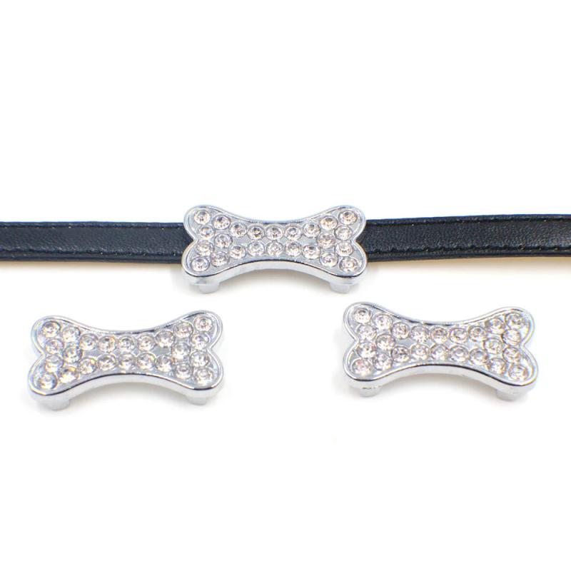 10PC 10MM Skull Dog Bone Crown Slide Charms For DIY Leather Bracelet