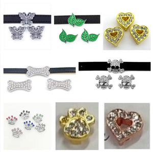 10PC 10MM Skull Dog Bone Crown Slide Charms For DIY Leather Bracelet