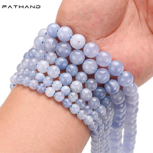Natural Stone Aquamarine Chalcedony Agates Beads Quartz Spacer Bead 4-12mm