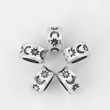 20Pcs Tibetan Silver Sun Moon Slide Spacer Tube Beads DIY Jewelry Making