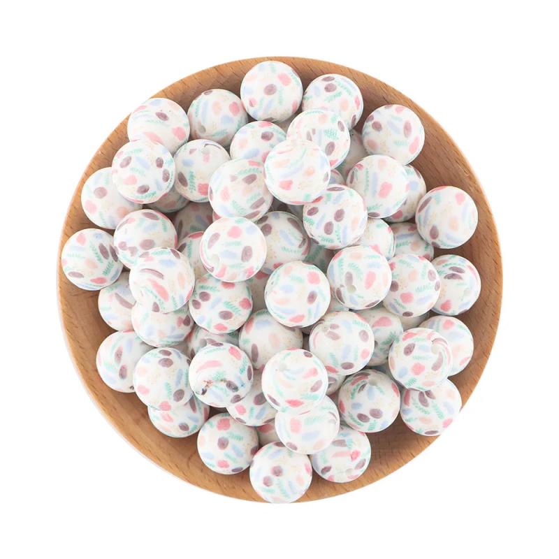 10Pcs 15MM Leopard Round Silicone Beads Jewelry Necklace Making
