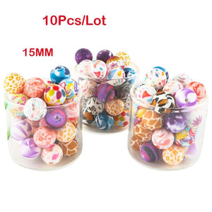 10Pcs 15MM Leopard Round Silicone Beads Jewelry Necklace Making
