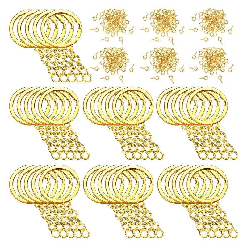 250Pcs Keychain Rings Jump Rings Screw Eye Pins for DIY Keychain Crafts