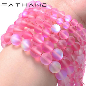 Pink Moonstone Round Beads Bulk 6-10MM