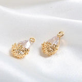 Copper Plating Drops Zircon Flowers Pendant DIY Jewelry Earrings Accessories