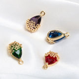 Copper Plating Drops Zircon Flowers Pendant DIY Jewelry Earrings Accessories