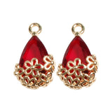 Copper Plating Drops Zircon Flowers Pendant DIY Jewelry Earrings Accessories