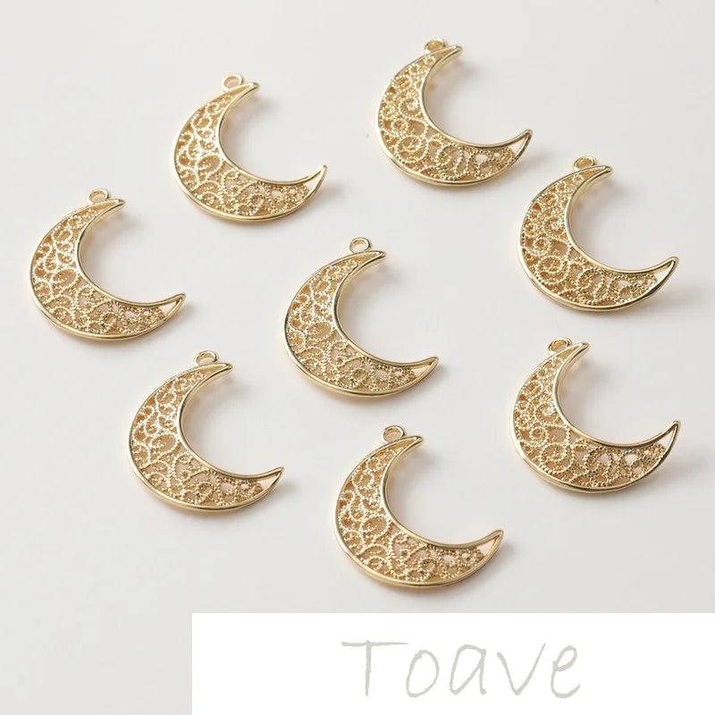 Gold Hollow Moon Pendant DIY Necklace Bracelet Earring Material