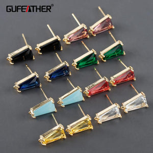 18k Plated Copper Zircon Jewelry Accessories, DIY Earrings Making, 10pcs