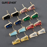 18k Plated Copper Zircon Jewelry Accessories, DIY Earrings Making, 10pcs