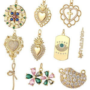 Flower Heart Love Evil Eye Letter Charms for Jewelry Making