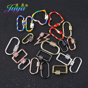 DIY Hanging Chain Fastener Locket Carabiner Screw Lock Clasp For Jewelry Making