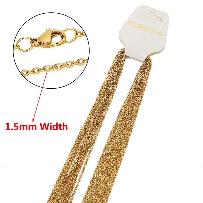 10pcs Stainless Steel Link Cable Chain Necklace for DIY Jewelry Making