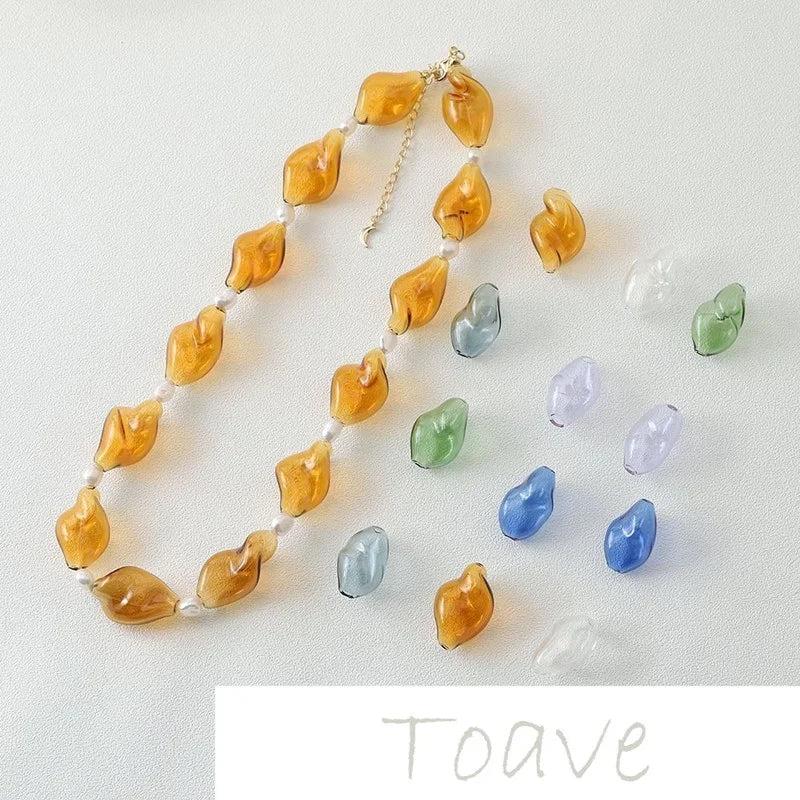 Stained Glass Hollow Glass Beads Earrings Necklace Accessories