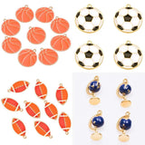 20Pcs Enamel Sports Football Basketball Soccer Charms Pendant
