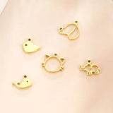 10pcs Stainless Steel Tiny Animal Charms for Jewelry Making Cat Elephant