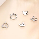 10pcs Stainless Steel Tiny Animal Charms for Jewelry Making Cat Elephant