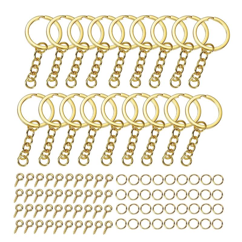 320Pcs Keyring Split Ring Key Holder Eye Pins Hooks DIY Jewelry Making Kits