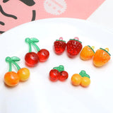 10PCS Acrylic Cherry Strawberry Charms Lampwork Fruit Pendant DIY Bracelet