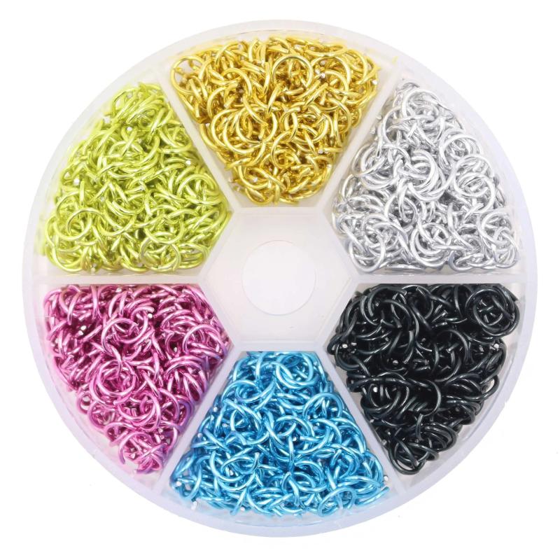 1080Pcs 6mm Colorful Alum Jump Ring DIY Necklace Crafts Accessories