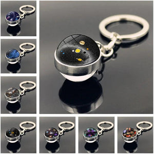 Solar System Art Glass Ball Key Chain Moon Earth Mars Pen