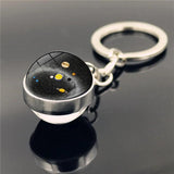 Solar System Art Glass Ball Key Chain Moon Earth Mars Pen