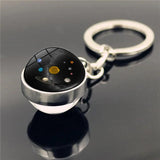 Solar System Art Glass Ball Key Chain Moon Earth Mars Pen