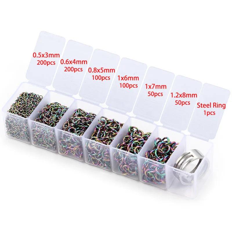 Rainbow Colour Jump Ring Split Rings Box Sets for Jewelry Making