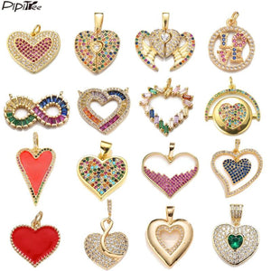 CZ Zircon Stones Love Infinity Heart Charms for Women Necklace DIY Pendant