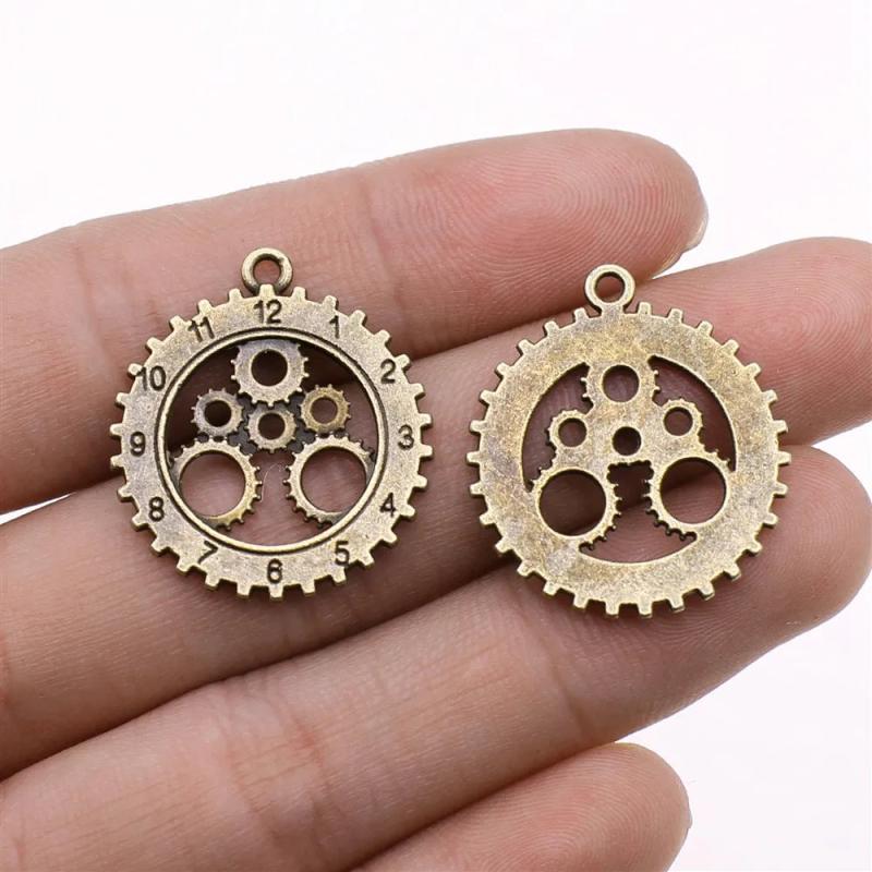 10pcs Antique Bronze Steampunk Gear Charm Pendants Jewelry Accessory