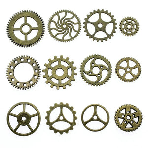 10pcs Antique Bronze Steampunk Gear Charm Pendants Jewelry Accessory