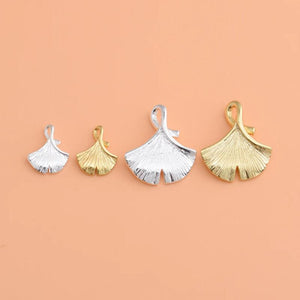 S925 Sterling Silver Gold-Plated Gingko Leaf Pendant
