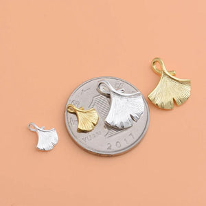 S925 Sterling Silver Gold-Plated Gingko Leaf Pendant