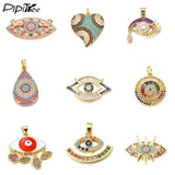 Heart Zircon Evil Eye Pendant Rhinestone Charms for Jewelry Making