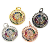 Heart Zircon Evil Eye Pendant Rhinestone Charms for Jewelry Making