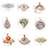 Heart Zircon Evil Eye Pendant Rhinestone Charms for Jewelry Making
