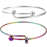 2pcs Rainbow Silver Stainless Steel Open Bangles Bracelets DIY Jewelry Making