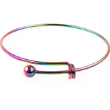 2pcs Rainbow Silver Stainless Steel Open Bangles Bracelets DIY Jewelry Making