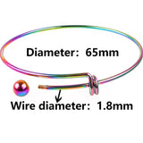2pcs Rainbow Silver Stainless Steel Open Bangles Bracelets DIY Jewelry Making