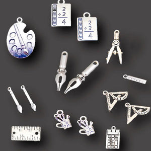 20pcs Mixed Fountain Pen Book Ruler Drawing Board Pen Holder Calculator Pendant